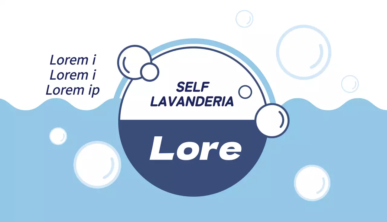 Ilustración azul promocionando una lavandería limpia