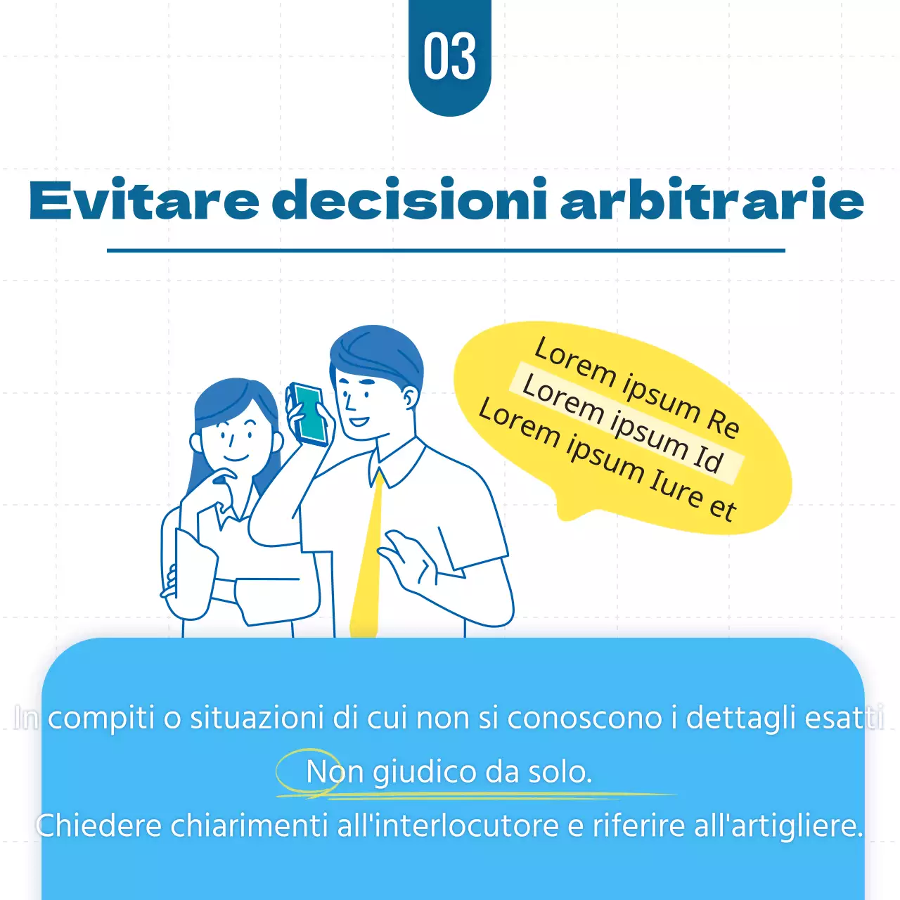 Scheda di galateo telefonico in cielo e gialloNews