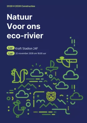 Eenvoudige milieu seminarie promotie met marineblauw en groene lijn illustratie