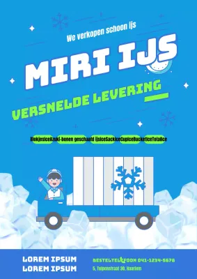 Promoot de verkoop van een schattige ijslevering in lichtblauw en chartreuse
