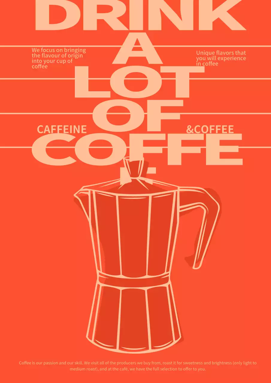 オレンジ モダン コーヒー ポスター