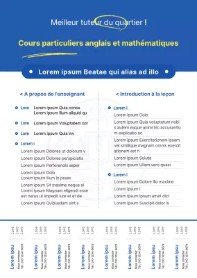 Style simple et percutant en bleu et jaune pour l'information et la promotion du soutien scolaire professionnel