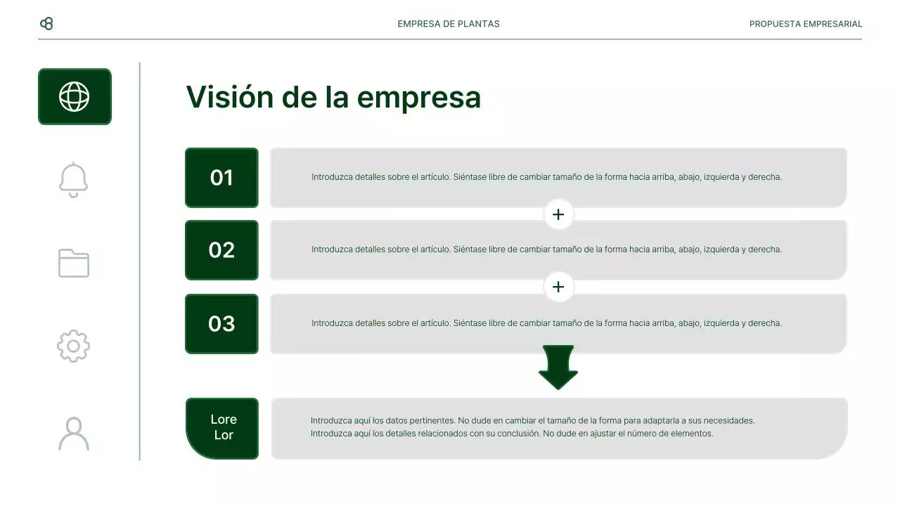 Propuesta de negocio de negocios en blanco y verde concepto de hoja natural