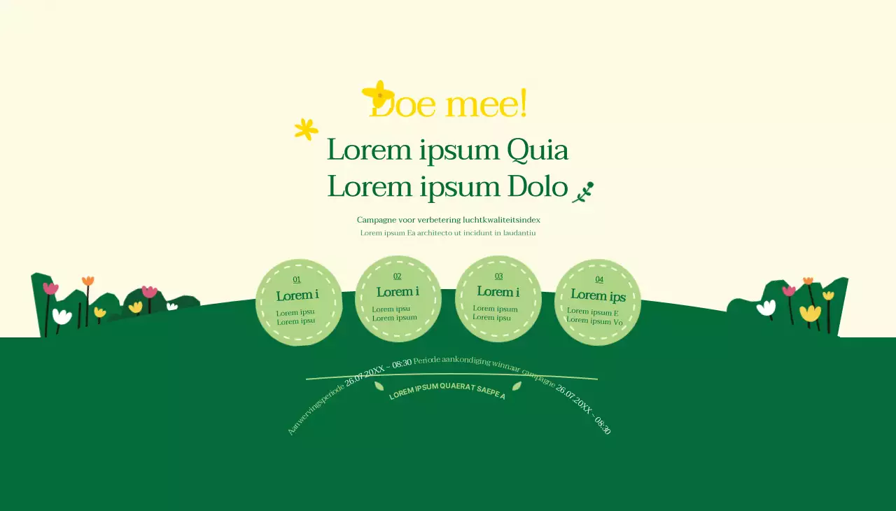 Over de groen-gele campagne Loop naar je werk in een schone stijl