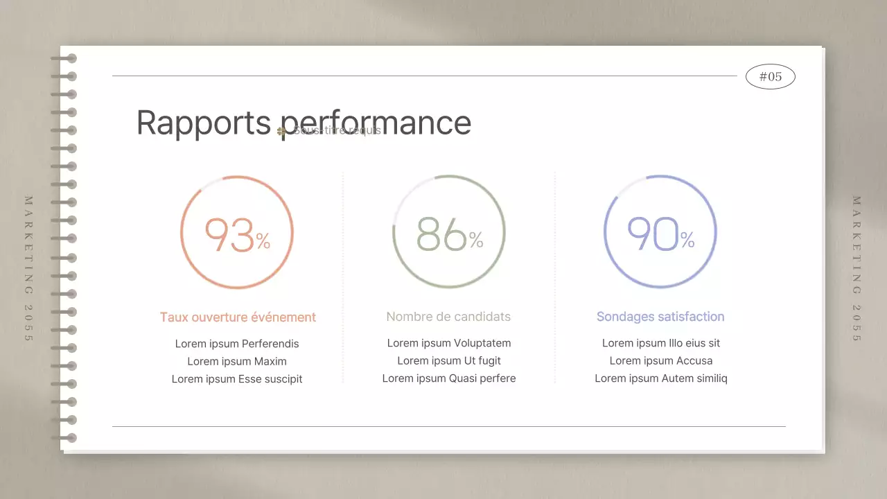Compte rendu de réunion d'étude de marché dans un simple carnet de notes de couleur beige