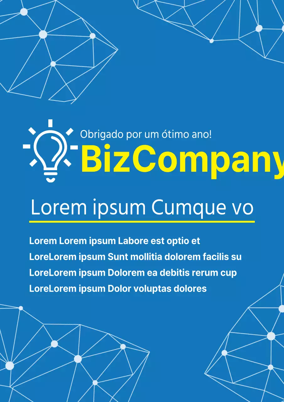 Cartaz promocional simples, azul e amarelo, para festas de empresa