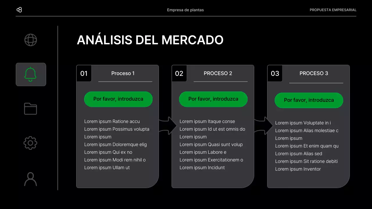 Propuesta de negocio de negocios en negro y verde concepto de hoja natural