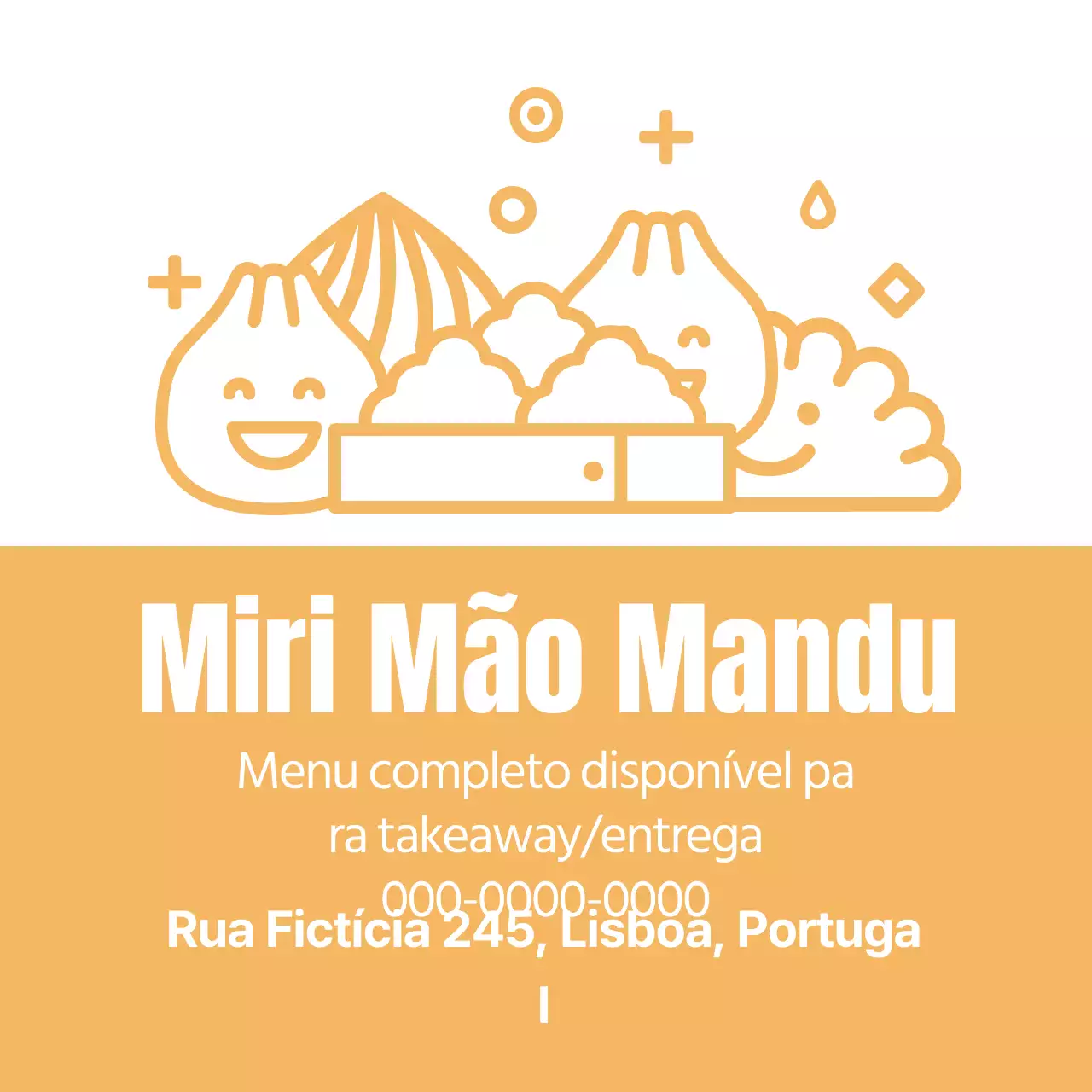 Etiqueta promocional de bolinho de massa de restaurante com ilustração amarela