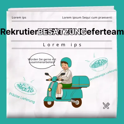 Mintfarbene Zeitung Retro-Illustration Konzept Restaurant Lieferung Crew Teilzeitjobs