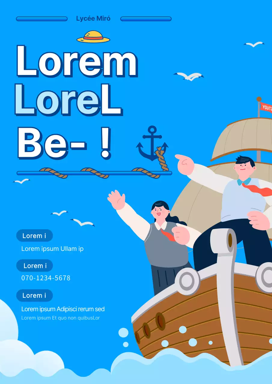 Poste de conseiller d'éducation dans un collège avec un concept de pirate bleu clair