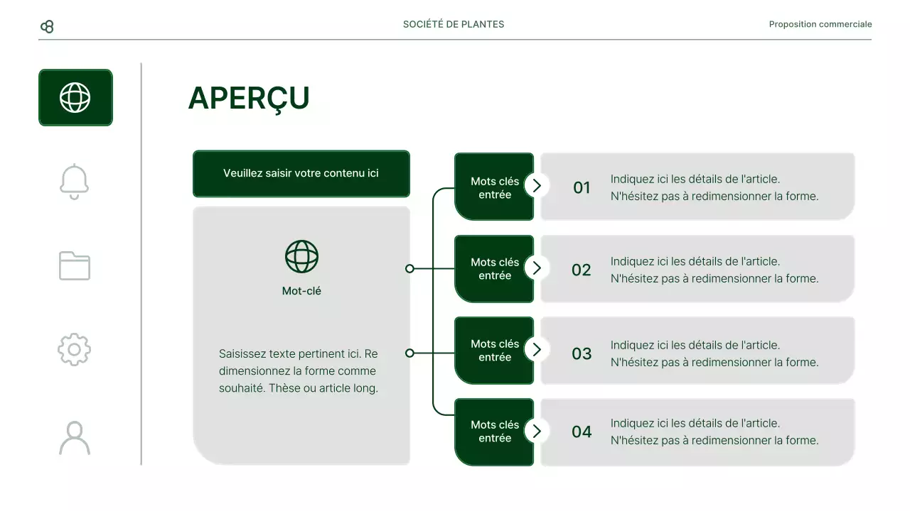 Proposition d'affaires en blanc et vert, concept de feuille naturelle