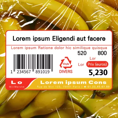 Étiquette de prix simple de l'épicerie en rouge et jaune Banana Squeeze