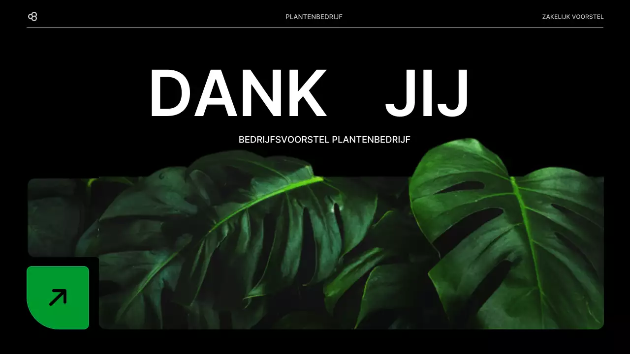 Zakelijk zakelijk voorstel in zwart en groen natuurlijk bladconcept