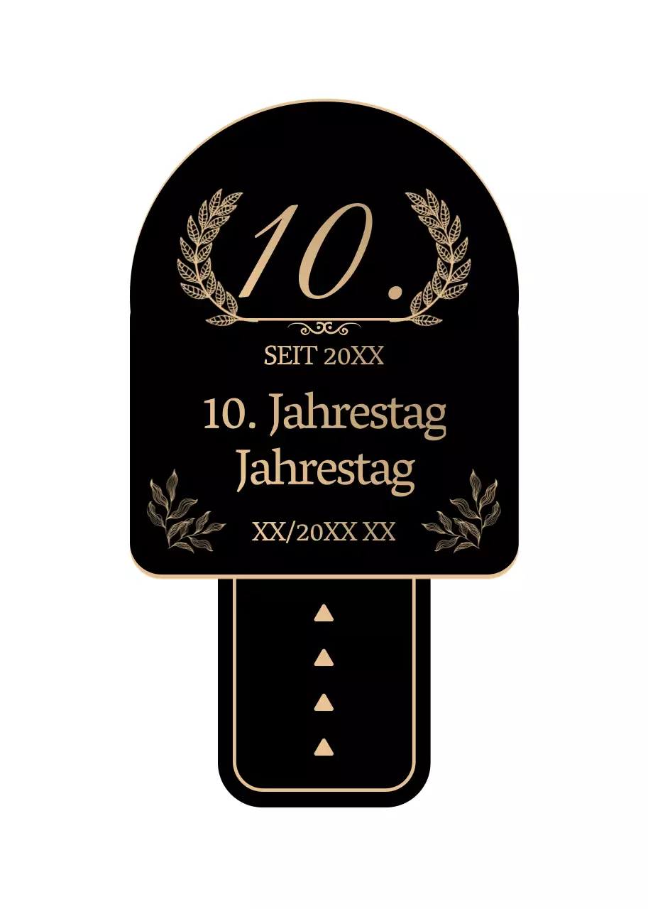 Ein sauberer und stilvoller Lorbeerrahmen in Schwarz und Gold zur Erinnerung an das Konzept.