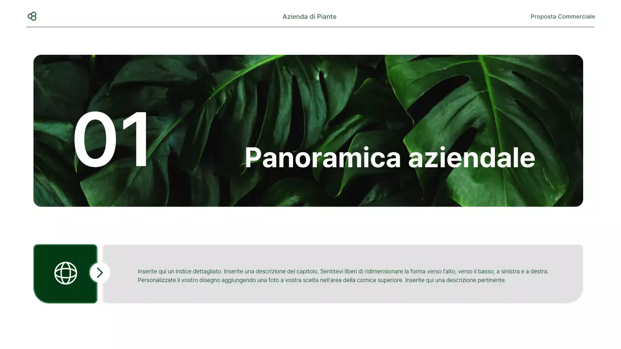 Proposta di business in bianco e verde concetto di foglia naturale