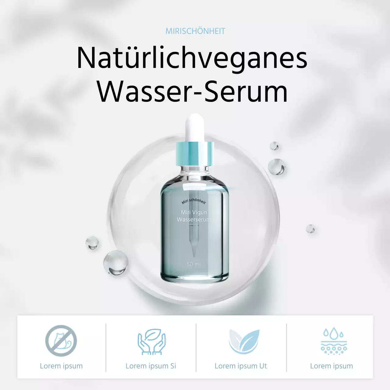 Weißer hellblauer luxuriöser veganer Kosmetik Instagram-Feed
