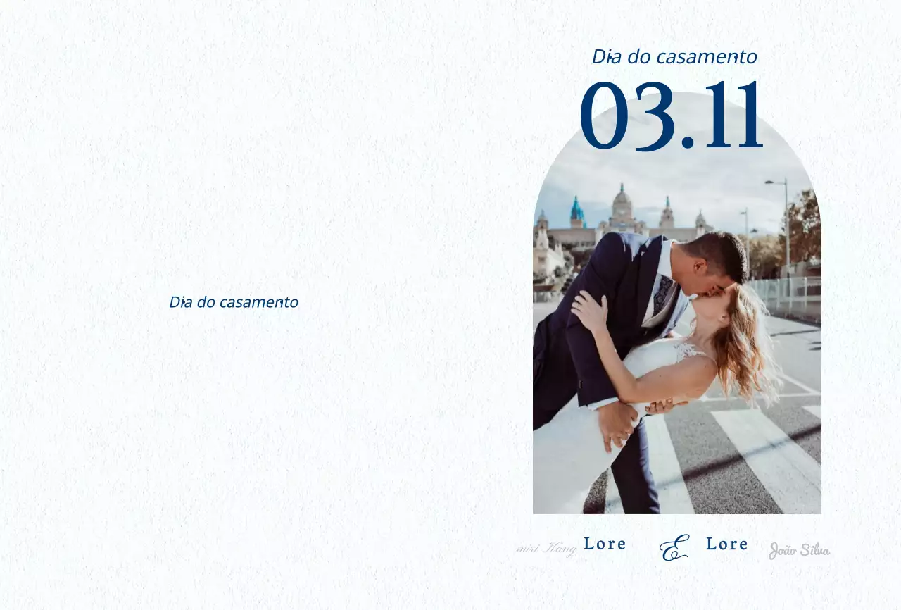 Convites de casamento com um conceito único de disposição de fotografias
