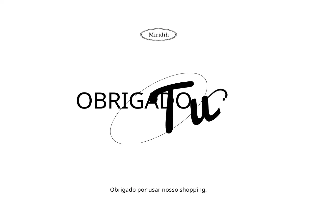 Envelope de cartão postal com a marca, com texto de agradecimento ao cliente e ilustração circular