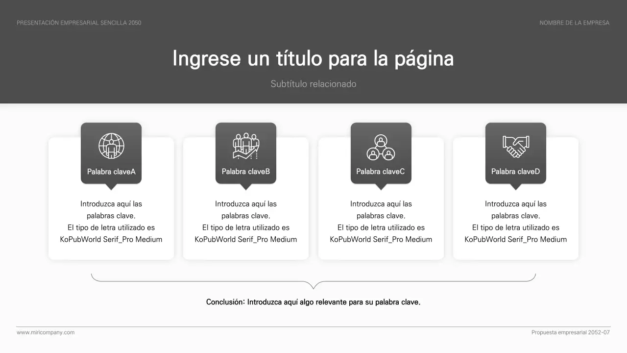 Presentación empresarial de estilo sencillo y básico en blanco y negro