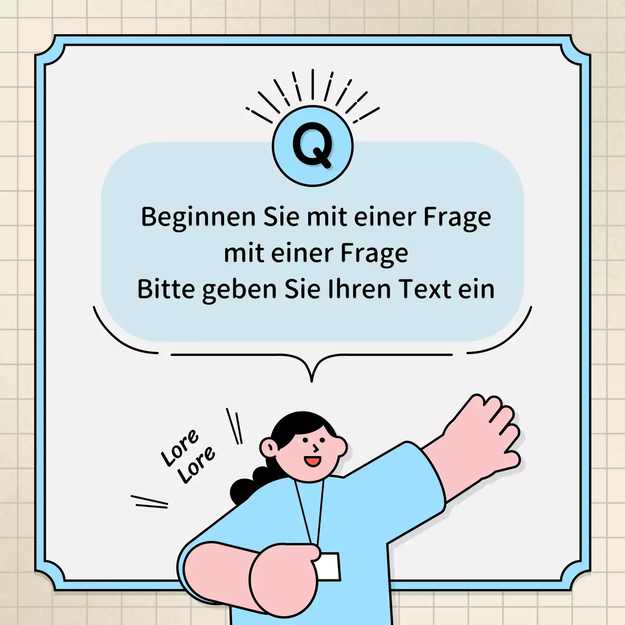 Hellblaue und gelbe Sprechblasen und niedlicher Illustrationsstil