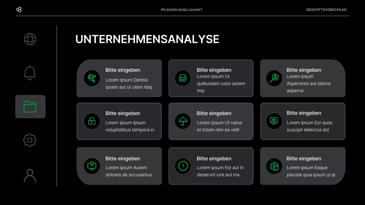 Business Business Vorschlag in schwarz und grün natürlichen Blatt Konzept
