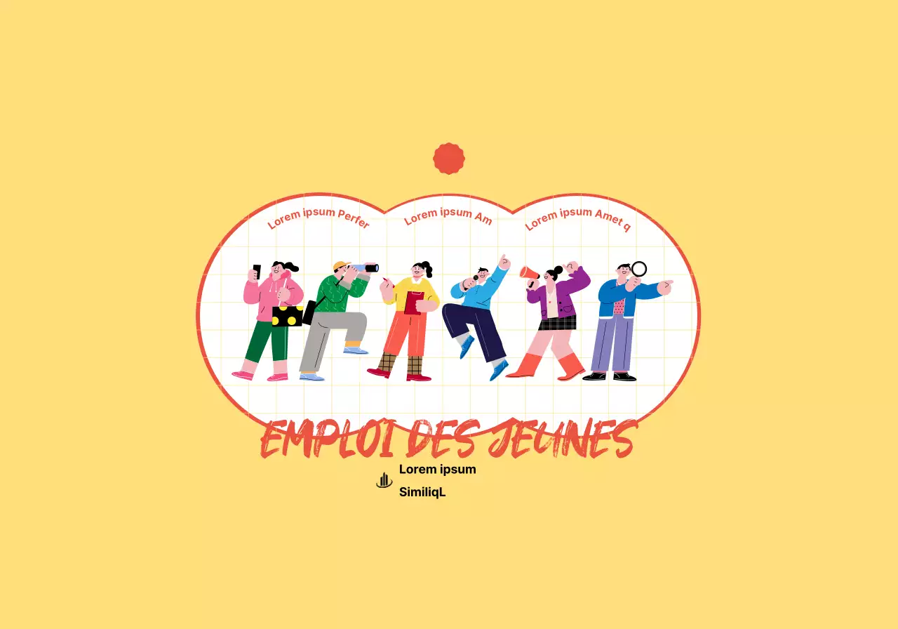 Concept de centre de candidature pour les jeunes avec de jolies illustrations jaunes et rouges