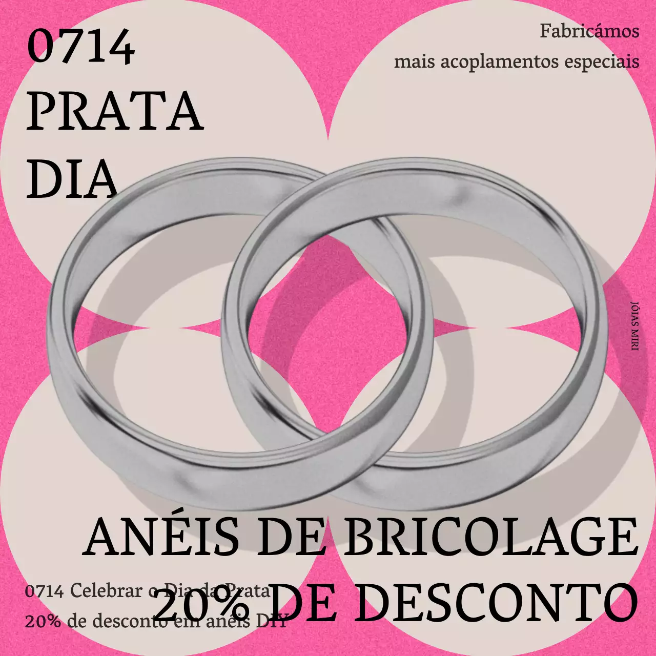Liquidação do Dia de Prata com acoplamentos prateados sobre um fundo cor-de-rosa e bege