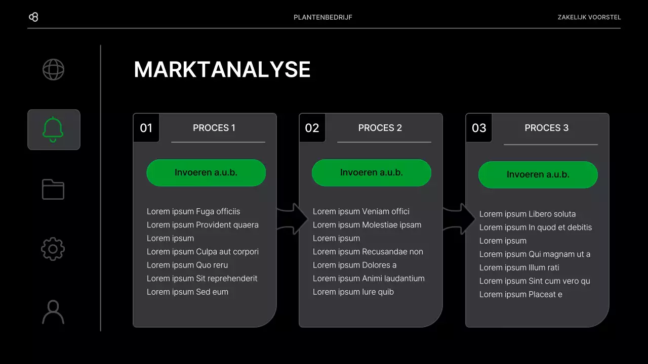 Zakelijk zakelijk voorstel in zwart en groen natuurlijk bladconcept