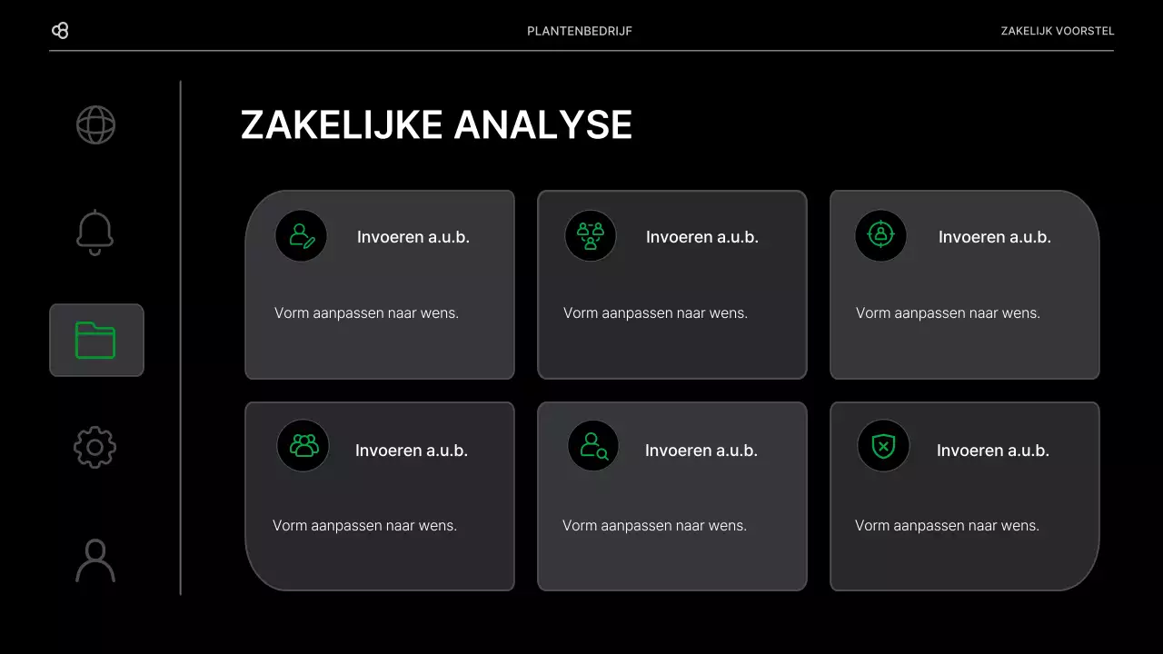 Zakelijk zakelijk voorstel in zwart en groen natuurlijk bladconcept