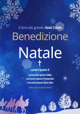 Promuovere e guidare le funzioni religiose con un tema natalizio blu e innevato.