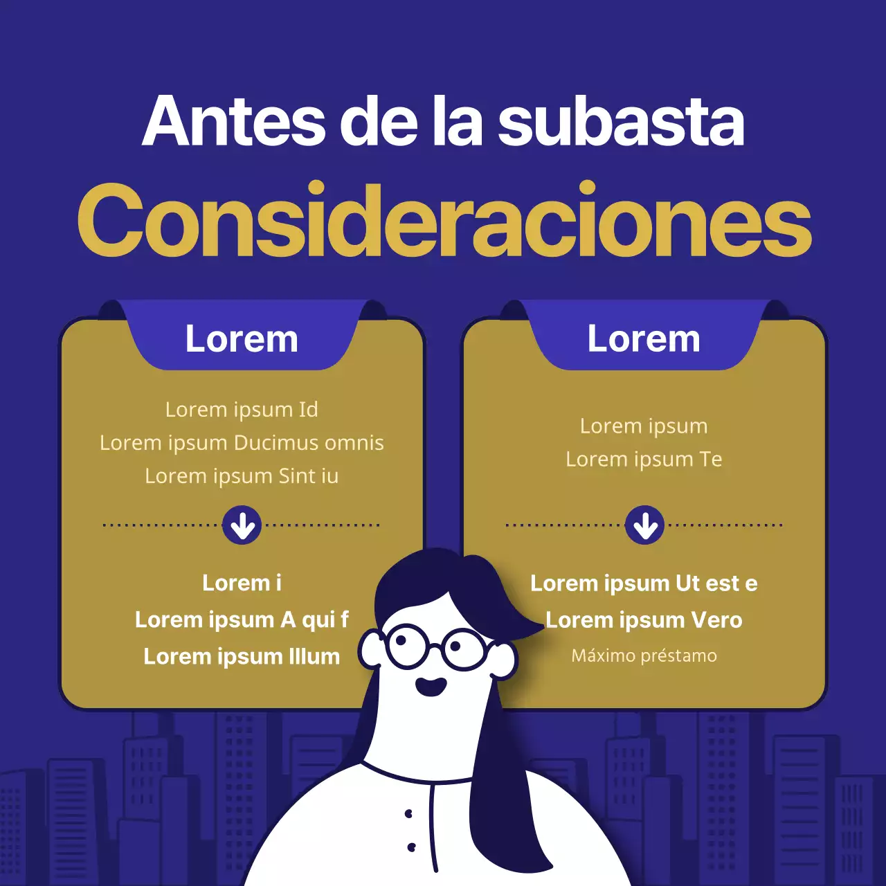 Guía para invertir en subastas inmobiliarias minimalistas en azul y oro