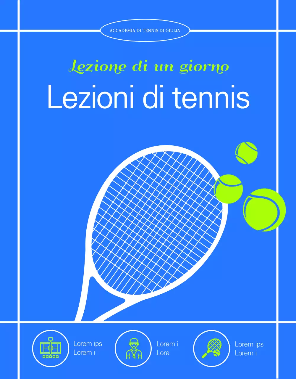 Lezioni di tennis di un giorno nei colori blu e neon Biglietto di esperienza di un giorno Lezione 1:1 Salute e fitness MyTennis Academy