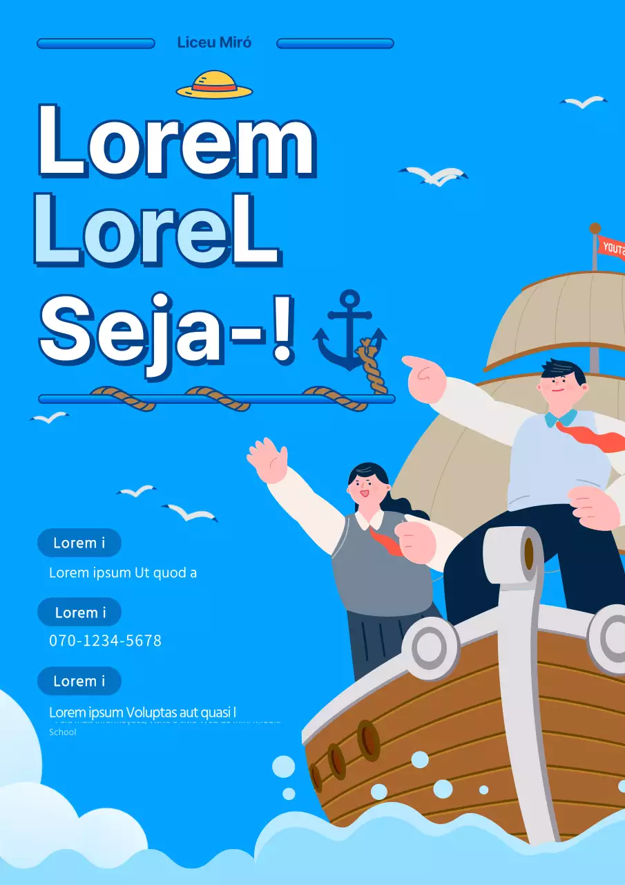 Posição de conselheiro de escola secundária com conceito de pirata azul claro