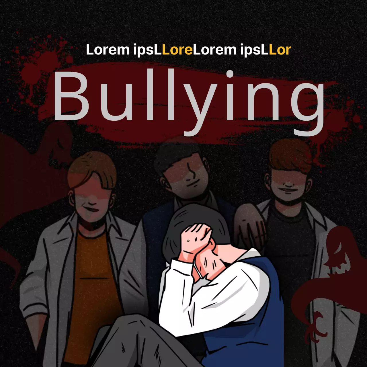 Posto do Centro de Aconselhamento para a Prevenção do Bullying em preto e vermelho