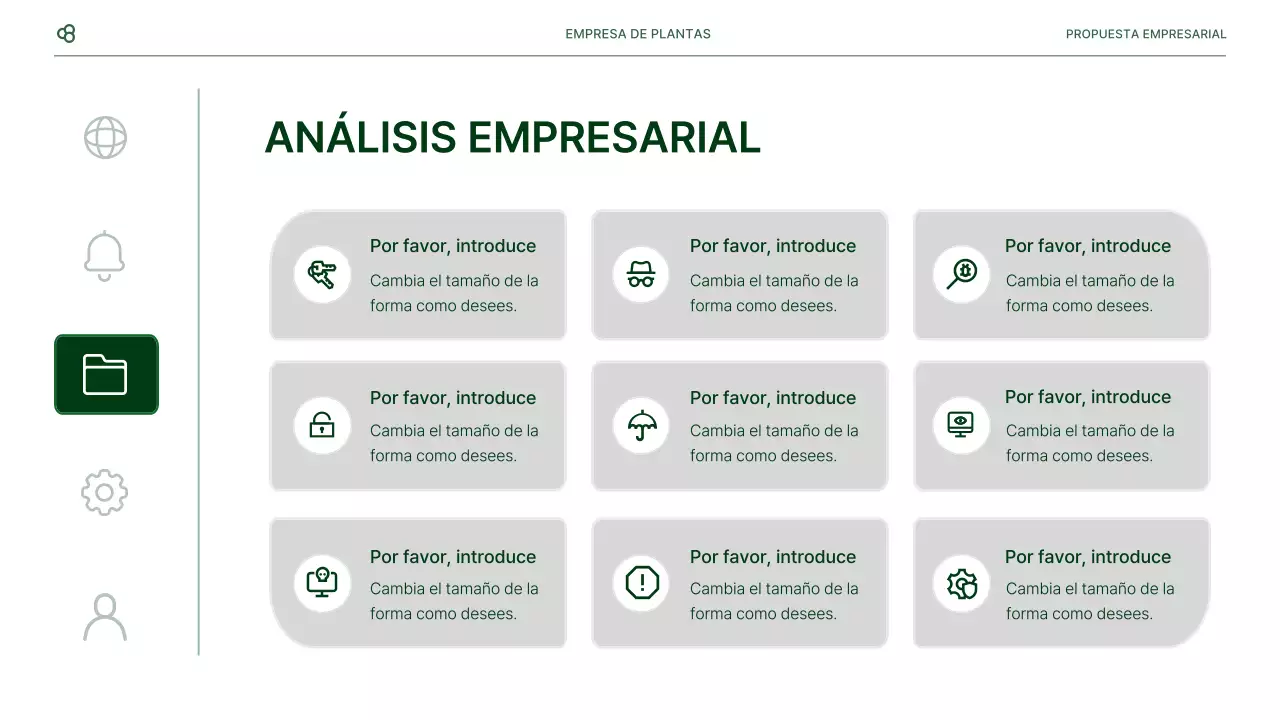 Propuesta de negocio de negocios en blanco y verde concepto de hoja natural
