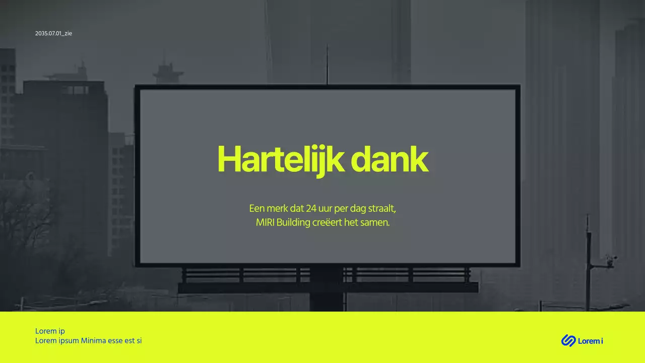 Lime en blauw gebouw billboard voorstel