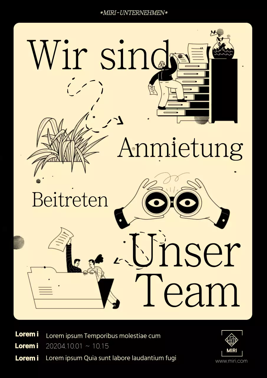 Alte Stellenanzeige in Schwarz und Gelb