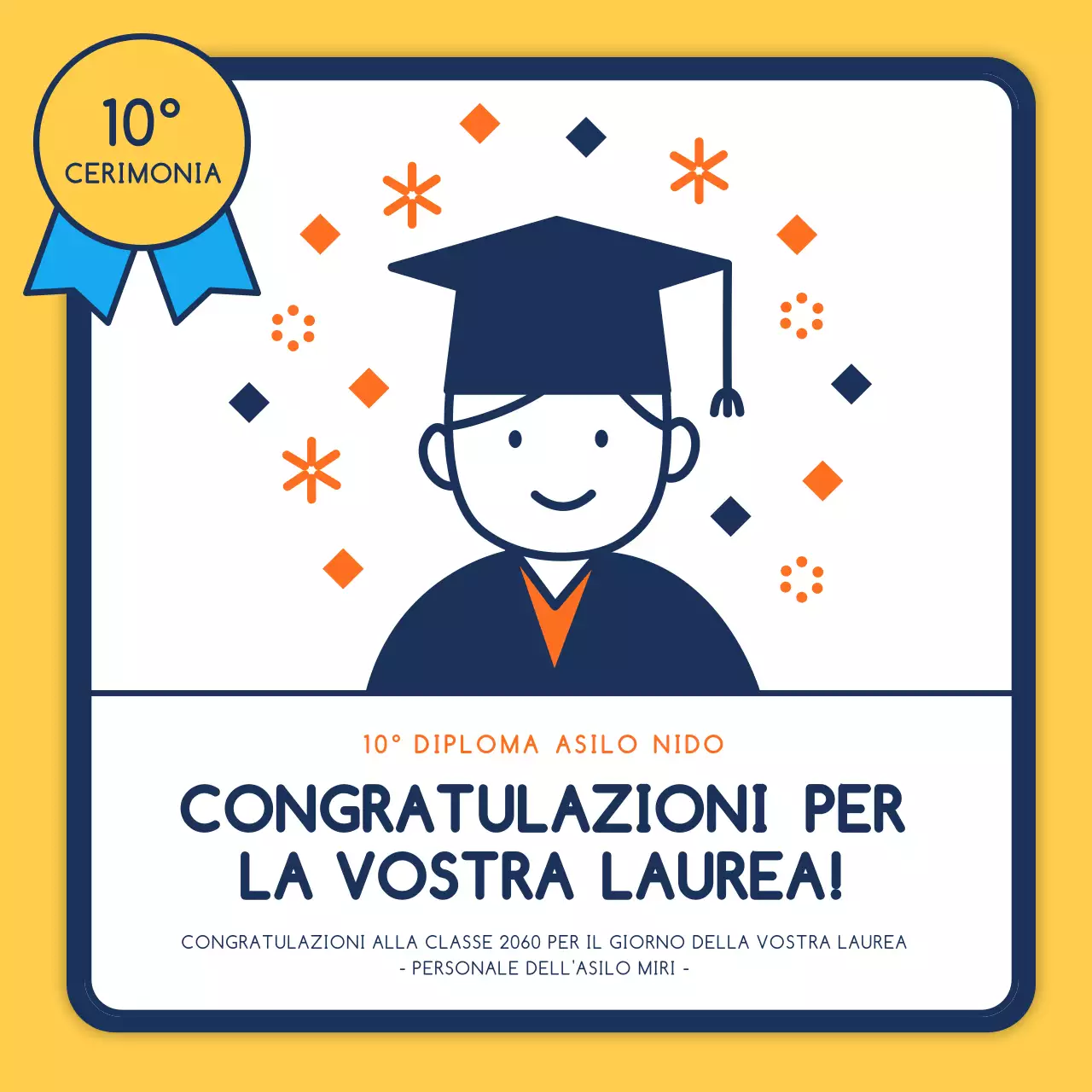 Illustrazione di laurea gialla e carina Laurea all'asilo