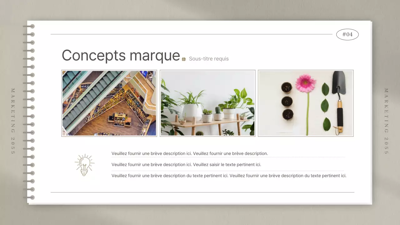 Compte rendu de réunion d'étude de marché dans un simple carnet de notes de couleur beige