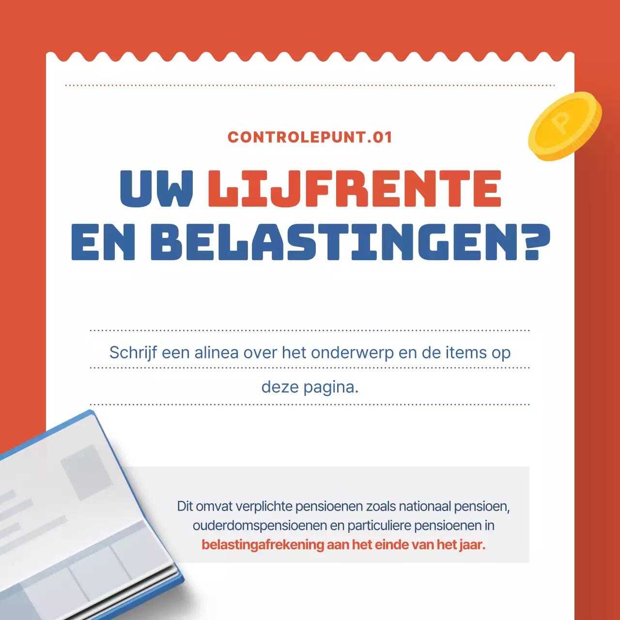Blauw en Rood Ontvangstbewijs Concept Pensioen Ontvangst Tips voor belastingbesparing