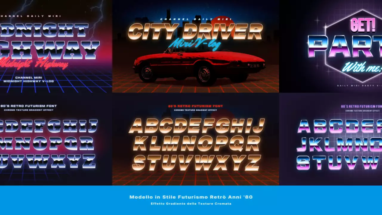 Un insieme di concetti retro-futuristi degli anni '80