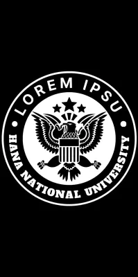 Ein einfaches, klares Adlersymbol in Schwarz-Weiß mit einem Logo im Emblem-Stil für die Hochschulwerbung und Promotion