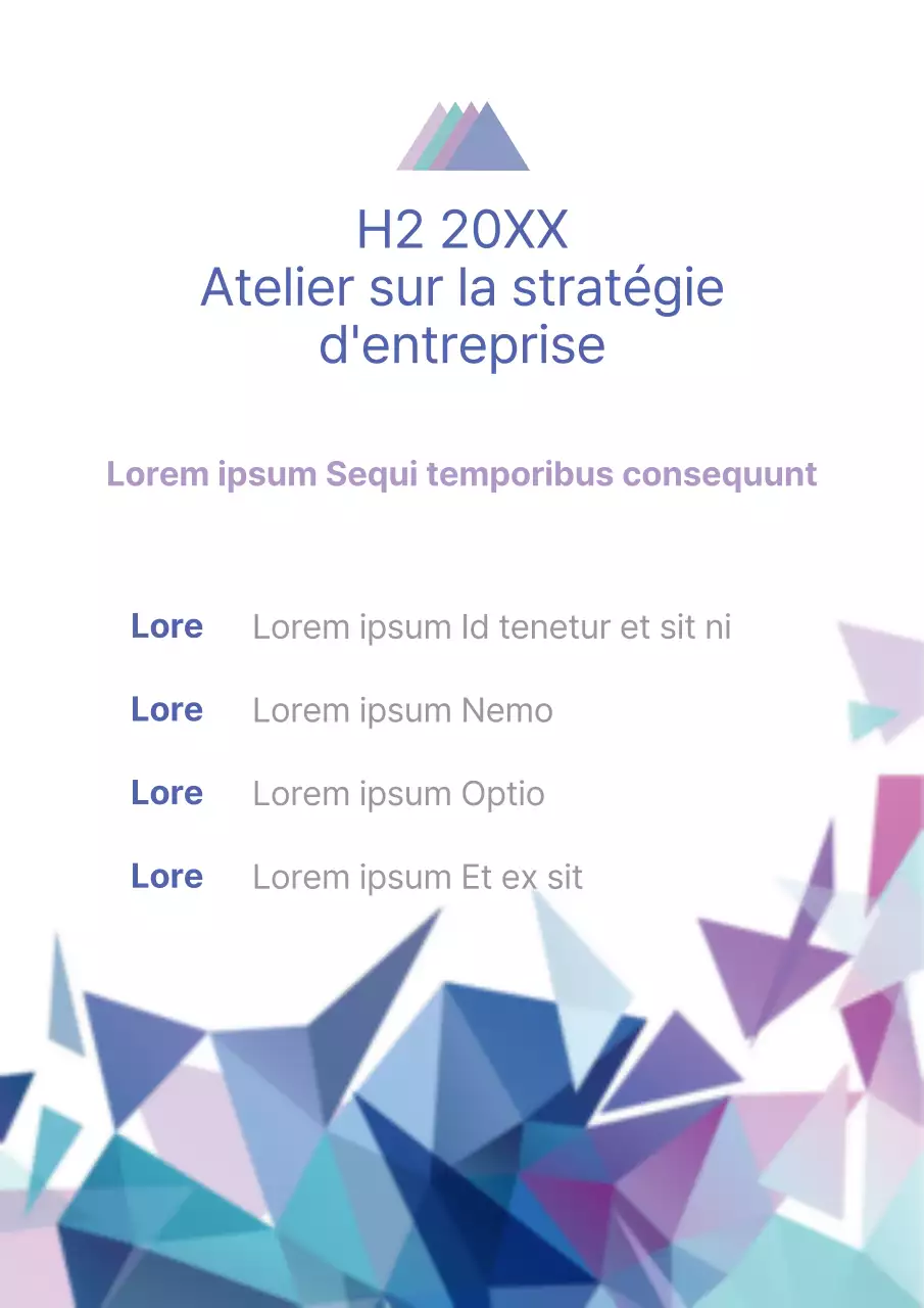 Une simple annonce de rencontre avec des illustrations polygonales bleues et violettes.