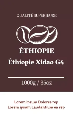 Étiquette de grains de café avec illustration brune