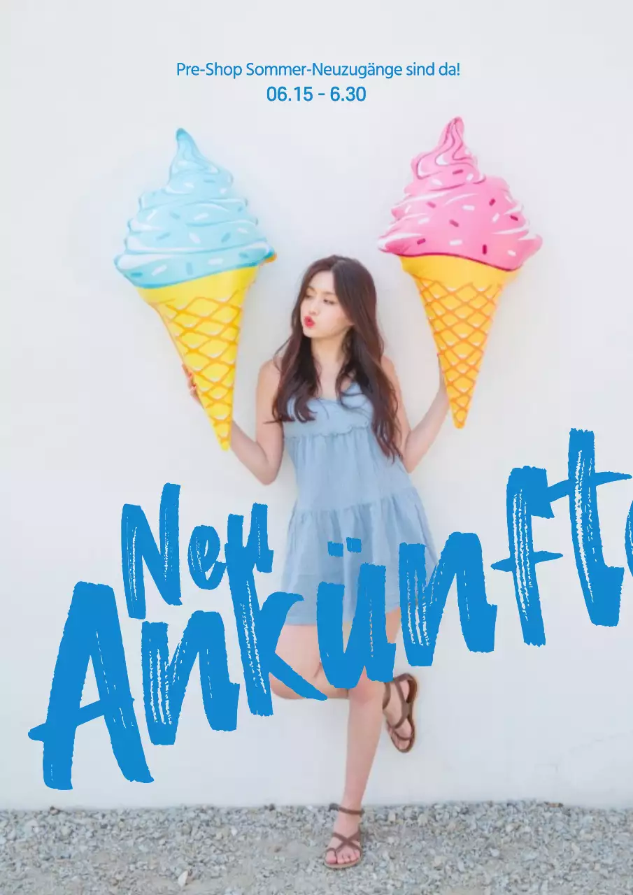 Elegantes Ausverkaufsposter für Neuankömmlinge in Blau