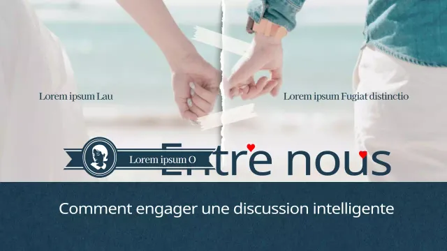 Des photos bleu et blanc cassé mettent en valeur la chaîne de conseils en matière de relations interpersonnelles