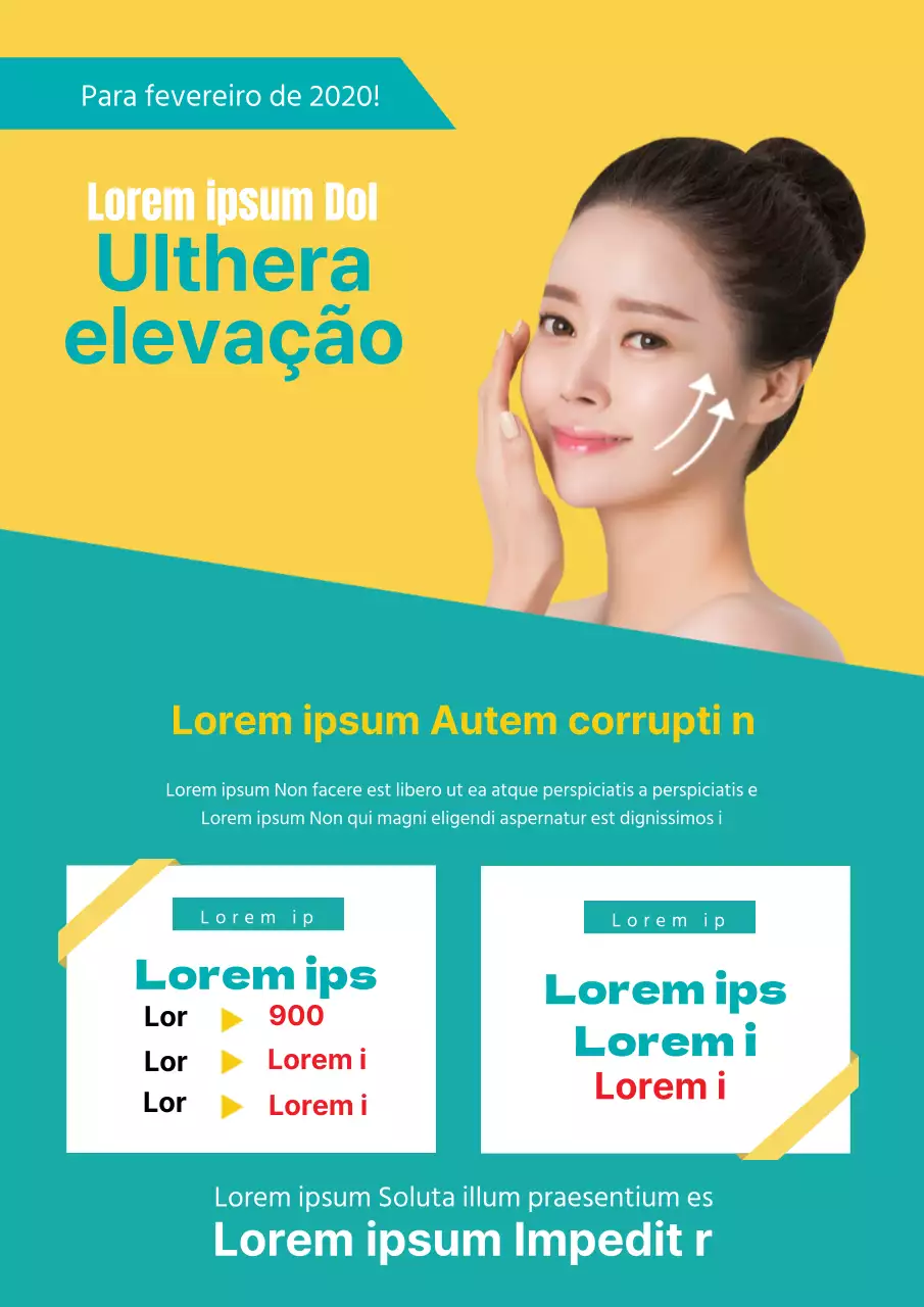 Folheto de evento de procedimento de lifting facial elegante em amarelo e verde