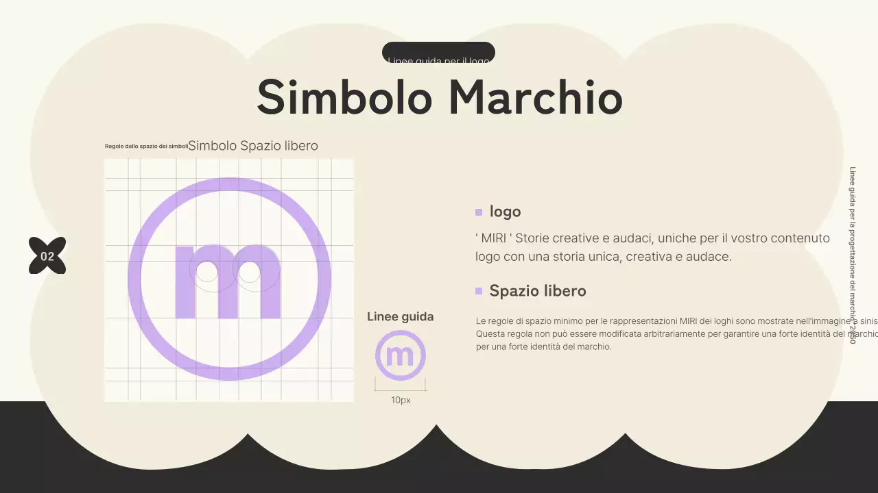 Logo branding con forme di tendenza con accenti neri e violaRegole empiriche