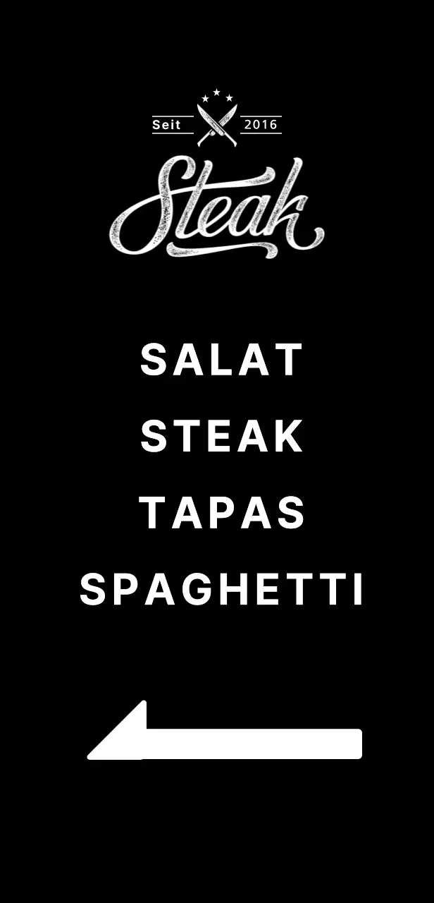 Restaurant-Banner mit einem Bild eines Steaks auf schwarzem Hintergrund