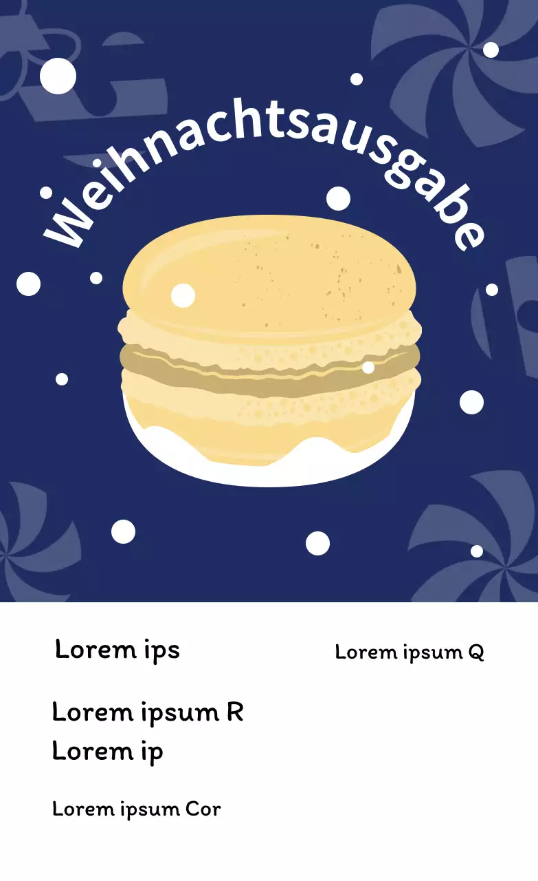 Gelb marineblau Illustration niedlich Weihnachten Café Dessert Macaron Etikett